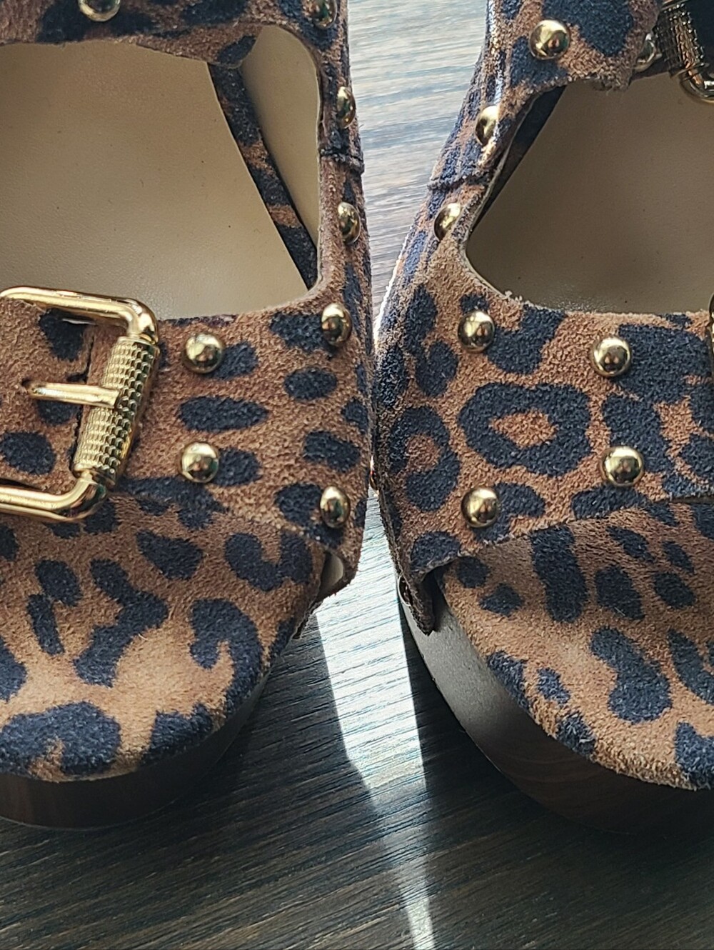 Jessica Simpson Tymina studded leopard print suede wedge sandals - Size 9 - Picture 3 of 16